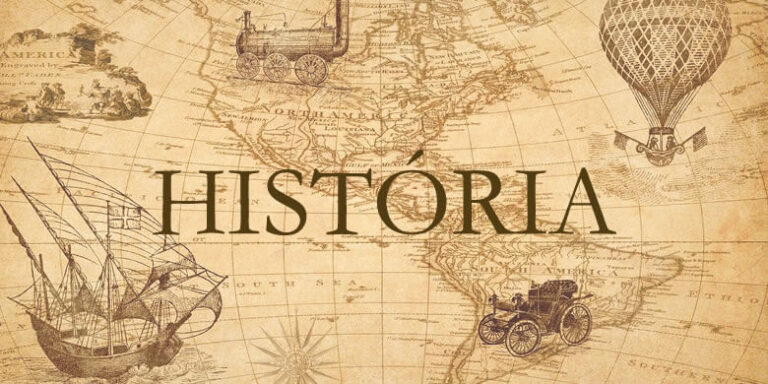 Imagem com mapa e escrito História em cima
